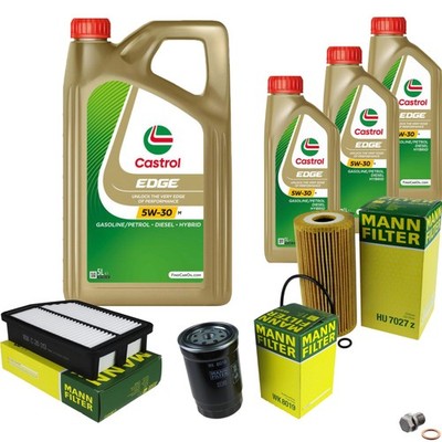 MANN-FILTER Inspektionspaket 8L CASTROL 5W-30 M passend für Hyundai KIA IX35 LM