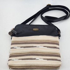 Pistil Crossbody Bag Black Cream Striped Canv...