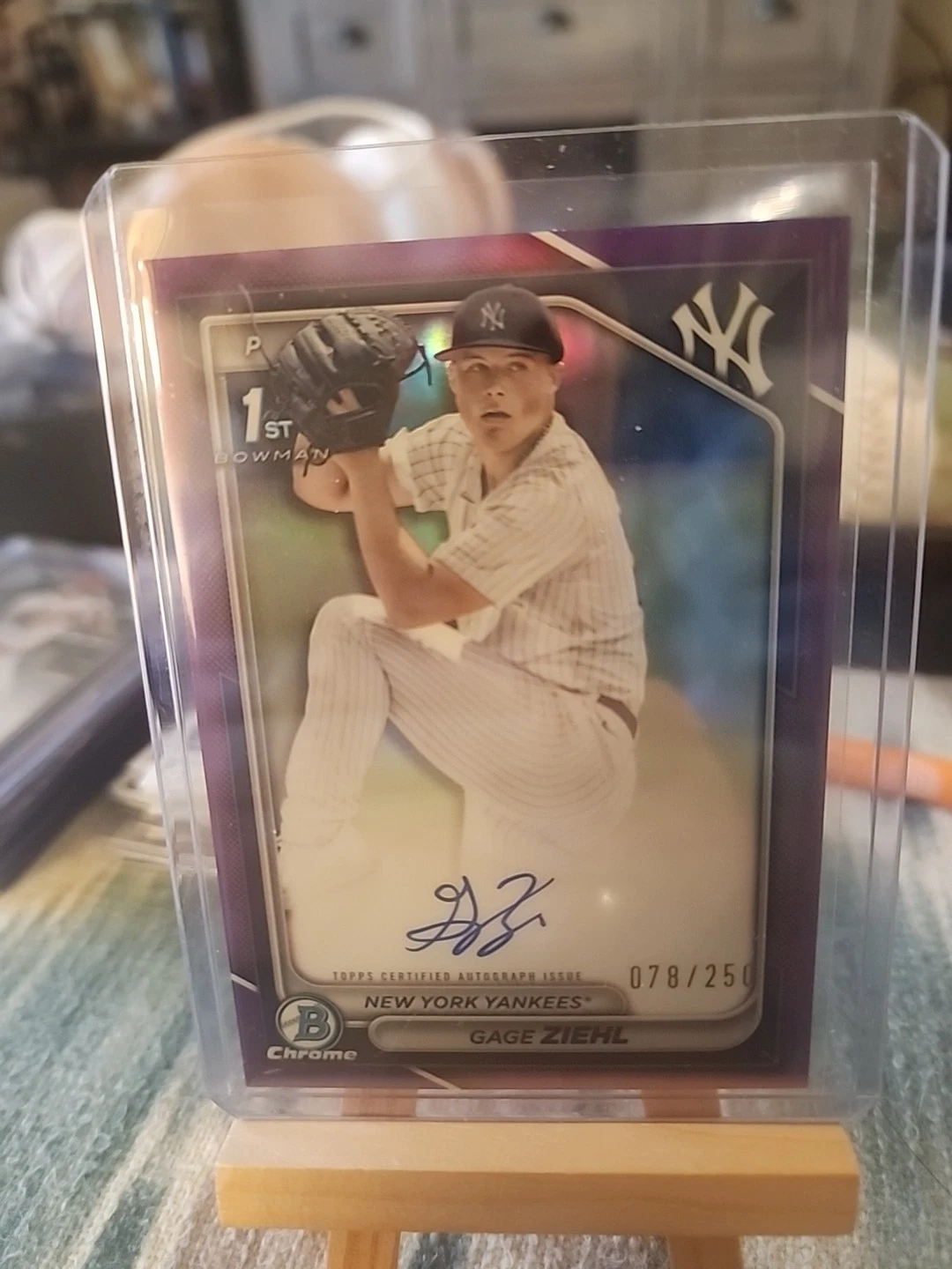2024 Bowman Draft Chrome 1st  GAGE ZIEHL  Purple Refractor Auto /250  YANKEES