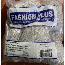  FASHION PLUS Mill-End 14 oz Bulky Mixed Fibers Silver/Grey Made in Turkey NEW