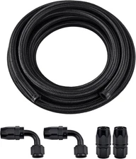 10AN Stainless Steel Braided CPE Oil Fuel Line 10FT Hose End Fittings Kit