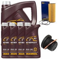 MotoröL Filter Set Mannol 5W-30 API 9 Liter + Schraube FüR Audi A6 A8 2.7 3.0