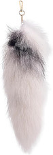 Fluffy Faux Fur Fox Tail Keychain - Grey-White Cosplay Accessory for Bag/Keyring