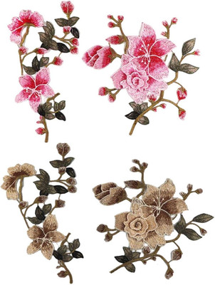 2 Sets Mit Blumigen Stoffflecken, Diy -Kleidungsdekoration, Elee Gestickte Stoff
