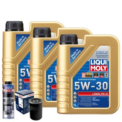 Motoröl 5W30 LIQUI MOLY Longlife Iii 3L+BOSCH Ölfilter +Spülung