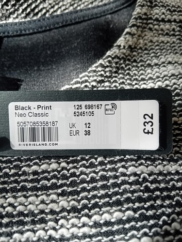 Damen A-Linie neoklassisch schwarz/weiß Kleid UK 12 River Island Volantärmel - Bild 15 von 22