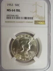 NGC MS 64 Full Bell Lines 1953 Franklin Half Dollar