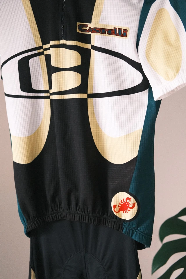 Conjunto Jersey + Culotte con tirantes Castelli Vintage Para Hombre Negro y Verde Talla M Hecho en Italia Foto 4 de 4