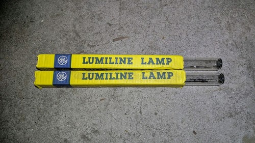 Pair Vintage GE clear 40W LUMILINE LAMP Light Bulb NOS 11.75"