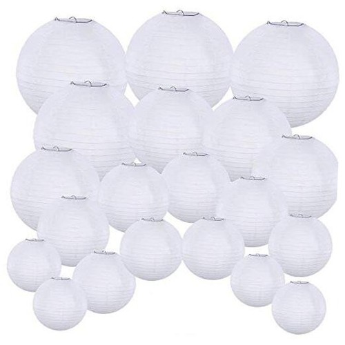 20 Pack Chinese White Paper Lantern Hanging Paper Lanterns White Round Paper