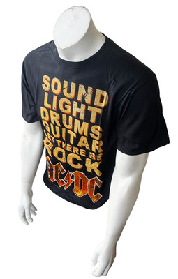 Anvil Men's AC/DC Sound Light Drums Guitar Let There Be Rock Black Shirt Size M