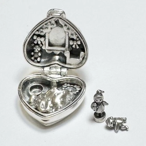 Polly Pocket Baby & Blanket locket Sterling silver charm  for bracelet necklace