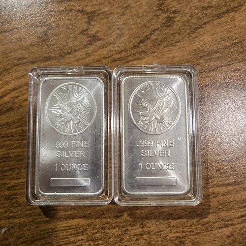 2 - 1 oz Sunshine Mint .999 Fine Silver Bar Mint Mark SI Sealed