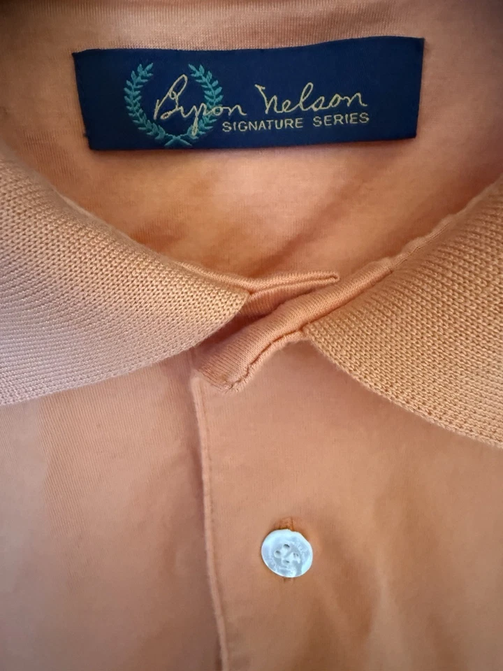 Vintage Byron Nelson Sig. Polo de golf serie Woodlands Country Club naranja mediano Foto 4 de 4