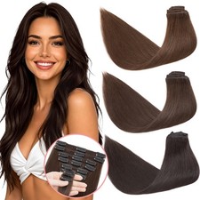 Russian 100 Human Hair Extensions 8 Pieces Clip In Real Remy Hair FULL HEAD USA