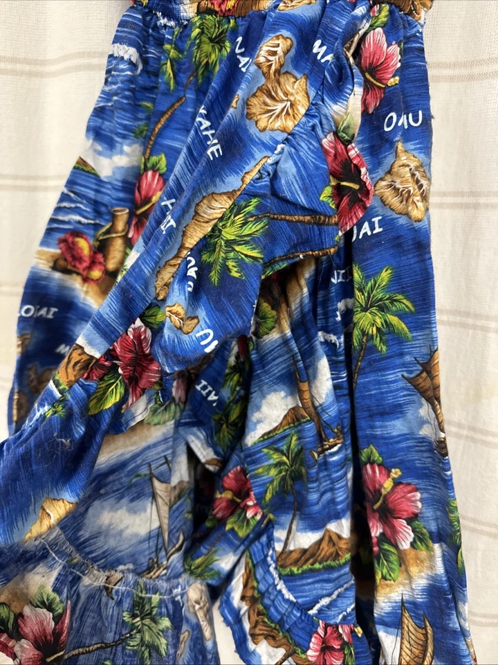 Vestido Hawaiano Niña 9/10 Hecho en Hawaii Islas Hawaianas 100% Algodón Foto 3 de 4