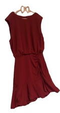 Express Wine Red Sleeveless Ruched Ruffle Hem Mini Dress – Size Small