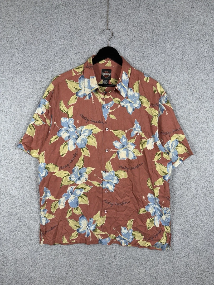Harley-Davidson Silk Hawaiian Casual Button-Down Shirts for Men