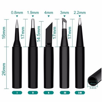 Hohe Qualität Lötkolbenspitzen Metall 6PCS 900M-T Bleifrei 900M-T-2.4D 900M-T-3C