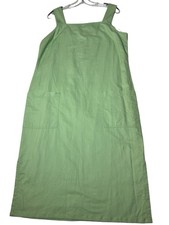 VTG Liz Claiborne Linen Blend Maxi Shift Dress Size 12 Green Sleeveless Pockets