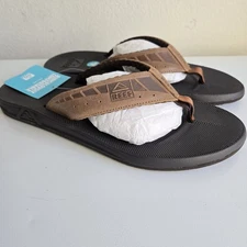 Reef Men’s Cushion Phantom LE Flip Flop Sandals 13 Leather Beach Brown/Black