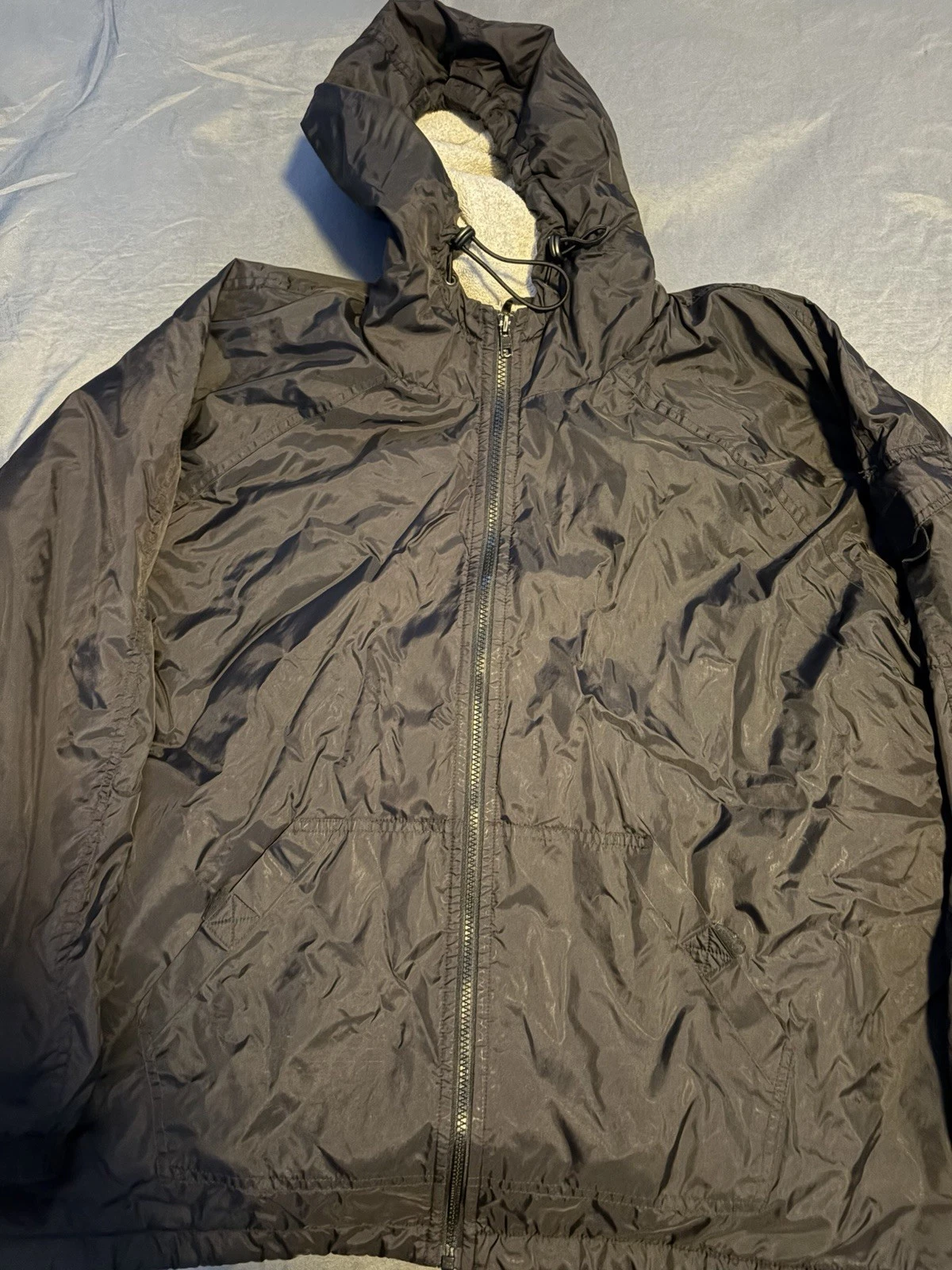 Black Men’s Silky Pull Over For Rain And Snow Jacket Size 1X