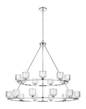 Chandelier 21 Light Fixture Large Dining Room Foyer Glass Shades Chrome 48"
