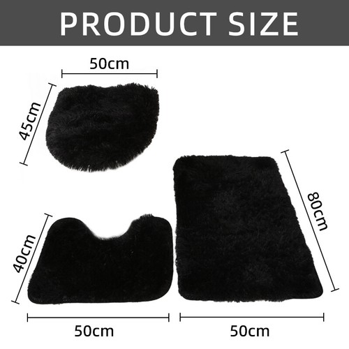 Bathroom Bath Mat Contour Rug Set with Toilet Lid Covers Home Decoration 3 Piece - Picture 8 of 24