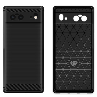 Easy Install Soft Slim Carbon Fiber TPU Silicone Back Case fits Google Pixel 6