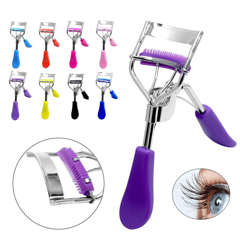 Eyelash Curling Clips With Comb Professional Make Up Tool Handle Eyelash Curler