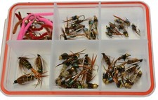 57 ct Nymph Fly Assortment w/ Case - Prince, Copper, Hares, Pheasant, San Juan