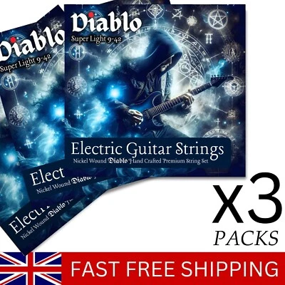 Diablo Electric Guitar Strings 3x Sets Nickel Wound Super Light 9 42 Gauge