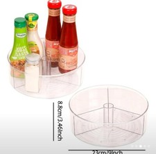 Round Turntable Kitchen Storage Tray With 3 Grid