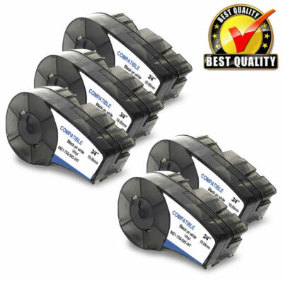 5PK for Brady M21-750-595-WT 19.1mm Black/White 3/4'' Vinyl Label Tape Cartridge