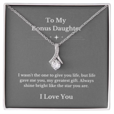 To My Bonus Daughter Necklace, Jewelry Gift From Parents Bright Star Necklace