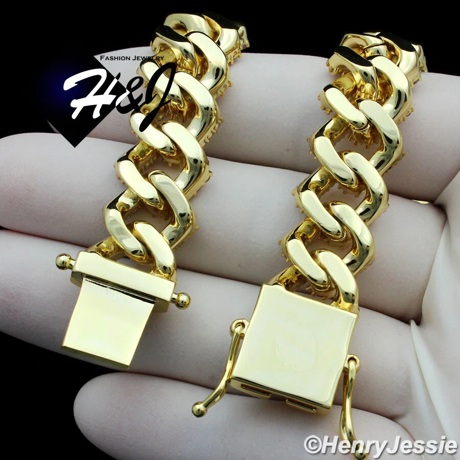 COLLAR MIAMI CUBANO ORO 14K CHAPADO EN ORO 16"-30" PARA HOMBRE TALLA 14 MM*B6 Foto 3 de 4