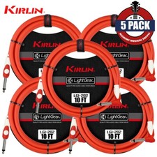 5-PACK Kirlin LGI-202 10 FT 1/4" Straight - Right Angle Guitar Instrument Cable