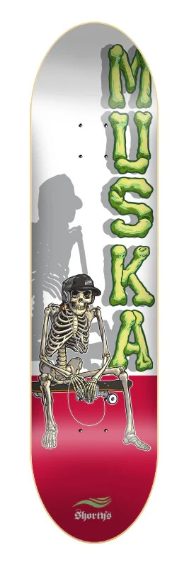 SHORTY'S MUSKA Skeleton SILHOUETTE Skateboard Deck 8.25