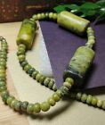 Chunky! Green Jasper Semi Precious Stone Beaded Barrel Clasp 15" Necklace!