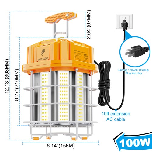 100Watt LED Temporary Work Light Linkable For Warehouse Garage Workroom Lighting - Picture 3 of 12