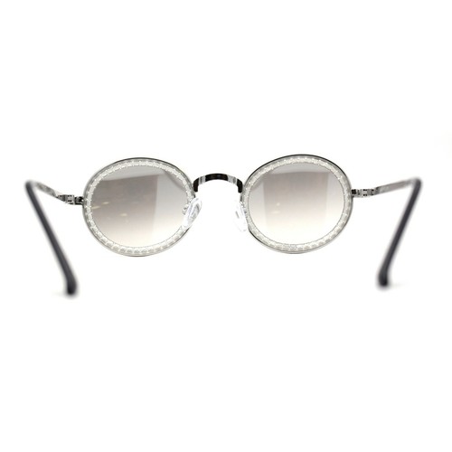 Kleine runde ovale Sonnenbrille mit voller Krone und Strass  - Bild 20 von 21
