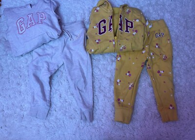 2 Baby Gap Girl's Zipper Logo Sweatshirt/Sweat Pants Outfits 3 years old 4 piece