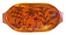 Vintage Haitian Folk Art Wooden Tray, Hand Hewn & Decorated 22" Long
