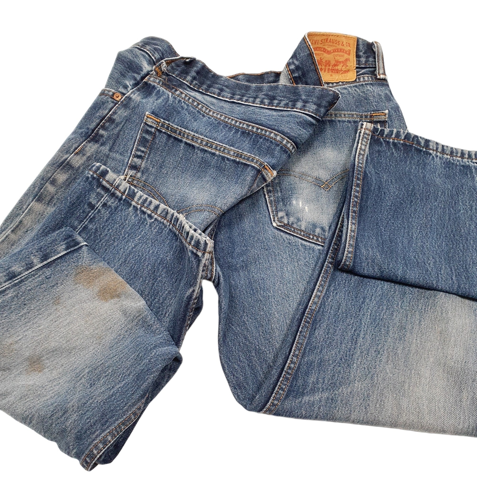 LEVIS 505 Jeans Regular Fit Blue Denim Trousers Mens W36 L34 image 4