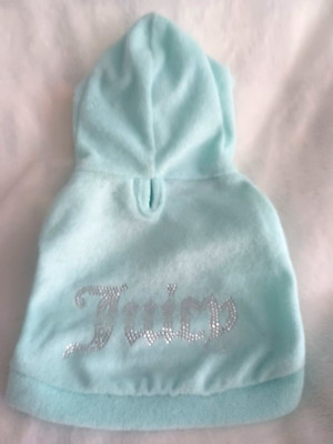 JUICY COUTURE Mint Green Super SoftTerry Velour Dog,Pet, Hoodie XS/S BLING NEW