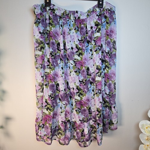 Notations Women's Floral Multi-Color Short Ruffle Chiffon Skirt Plus Size 2X - Picture 5 of 8