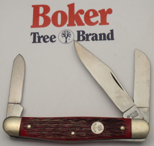 Vintage BOKER Solingen 7474 Large Stockman - Jigged Red Bovine Bone - Unused