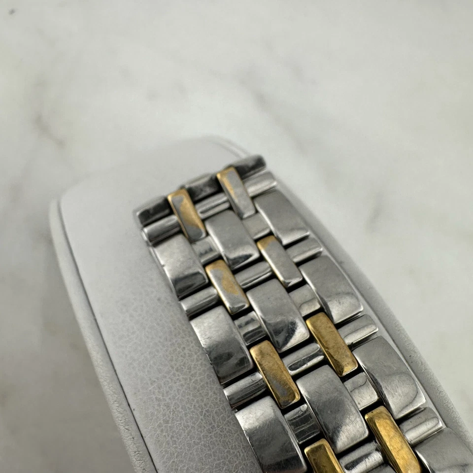 "Reloj para hombres CYMA Le Locle hecho en Suiza dorado tono plata 35 mm talla 7,8"" fecha, funcionando" Foto 3 de 4