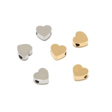 10pcs Gold Plated Stainless Steel Heart Beads Spacers DIY Jewelry Making Charms