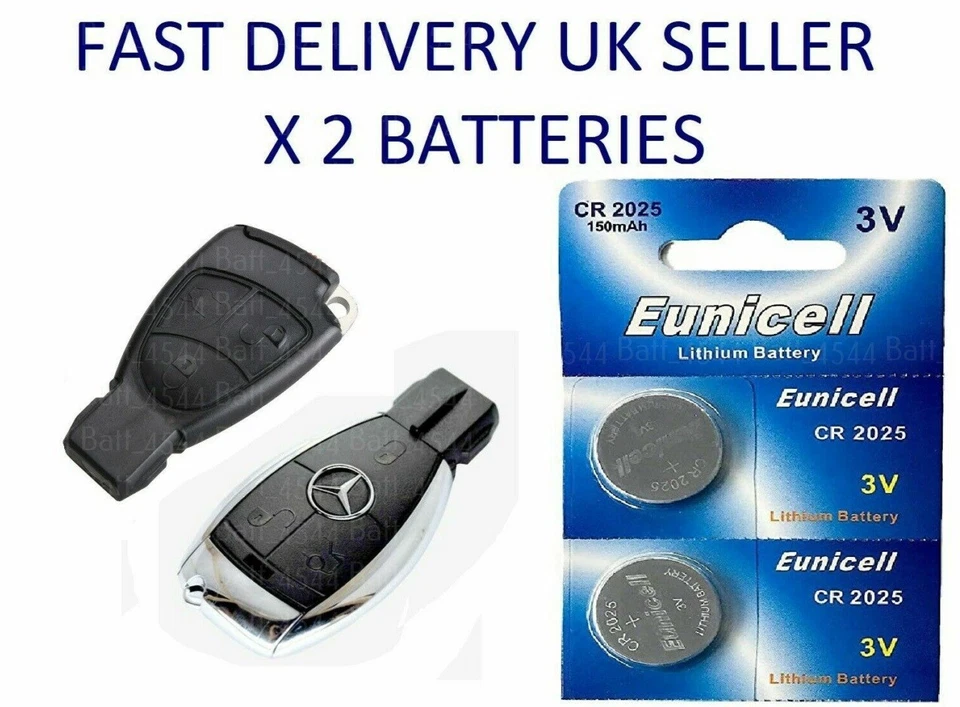 LITHIUM 2x CAR KEY FOB BATTERY FOR MERCEDES CL CLK E G GL A B C CLASS CR2025 BATTERIES